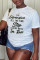 White Casual Fashion Letter Print Basic O Neck T-Shirts