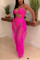 Pink Sexy Sleeveless Mesh Swimsuit Two-Piece Set