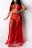 Red Sexy Fashion Swimsuit Three-piece Set