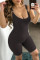 Black Sexy Casual Solid Backless U Neck Skinny Romper
