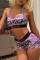 Purple Sexy Sportswear Print Basic U Neck Sleeveless Two Pieces