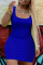 Blue Sexy Casual Plus Size Solid Basic U Neck Vest Dress