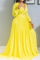 Yellow Sexy Fashion V-neck Long Sleeve Dress (Without Belt)