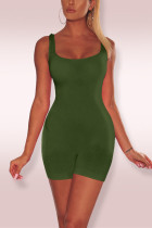 Army Green Sexy Sleeveless Sportswear U Neck Romper