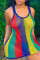 Blue Fashion Sexy Print Hollowed Out See-through Swimwears Beach Dress