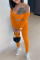 Orange Fashion Sexy Solid Backless Off the Shoulder Long Sleeve Two Pieces