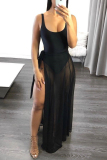Black Fashion Sexy Solid See-through Backless Swimwears