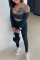 Black Fashion Sexy Solid Backless Off the Shoulder Long Sleeve Two Pieces