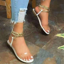 White Sexy Street Patchwork Chains Opend Comfortable Out Door Shoes
