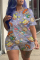 Multi-color Fashion Casual Character Print Stitching O Neck Plus Size Two Pieces