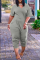 Light Gray Fashion Casual Solid Basic V Neck Plus Size Jumpsuits