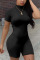 Black Fashion Casual Solid Short Sleeve O Neck Jumpsuits