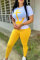 Yellow Fashion Casual adult Patchwork Print Two Piece Suits Straight Short Sleeve Two Pieces