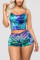 PurpleOrange Sexy Fashion Print Suspender Top Shorts Set