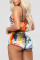 OrangeGreen Sexy Fashion Print Suspender Top Shorts Set