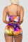 PurpleOrange Sexy Fashion Print Suspender Top Shorts Set