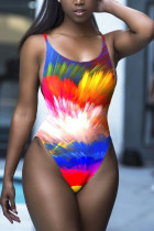 Multi-color Asymmetrical Print Floral Sexy Fashion One-Piece Swimwear