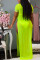 Fluorescent green  Asymmetrical Patchwork perspective Solid Fashion Sexy Cover-Ups & Beach Dresses