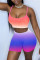 Pink Sexy Casual Gradual Change Print Backless Spaghetti Strap Sleeveless Two Pieces