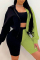 Green Fashion Casual Patchwork Basic Hooded Collar Long Sleeve Three-piece Set