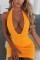 Yellow Sexy Fashion V-neck Sleeveless Dress