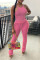 Pink Sexy Casual Solid Basic O Neck Sleeveless Two Pieces