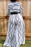 White Fashion Casual Print Without Belt Plus Size Jumpsuits