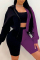 Purple Fashion Casual Patchwork Basic Hooded Collar Long Sleeve Three-piece Set
