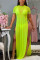 Fluorescent green Asymmetrical Patchwork perspective Solid Fashion Sexy Cover-Ups & Beach Dresses（Without Lining）