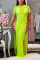 Fluorescent green  Asymmetrical Patchwork perspective Solid Fashion Sexy Cover-Ups & Beach Dresses
