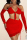Red Sexy Solid Hollowed Out Strap Design Halter Sleeveless Two Pieces