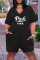 Burgundy Fashion Casual Letter Print Basic V Neck Plus Size Jumpsuits