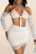 White Sexy Solid Hollowed Out Strap Design Halter Sleeveless Two Pieces