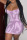 Light Purple Sexy Print Split Joint Spaghetti Strap Mini Dress Dresses