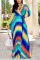 Multicolor Fashion Sexy Printed Chiffon Dress