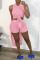 Pink Sexy Solid Asymmetrical O Neck Sleeveless Two Pieces