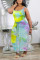 WaterBlue Sexy Tie-dye Printed Sleeveless Dress