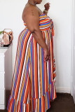 Stripe Sexy Casual Plus Size Striped Print Backless Strapless Sleeveless Dress