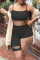 Black Sexy Casual Solid Ripped Asymmetrical Spaghetti Strap Sleeveless Two Pieces