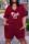Burgundy Fashion Casual Letter Print Basic V Neck Plus Size Jumpsuits
