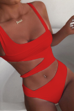 Rose Red Fashion Sexy One-piece Swimsuit