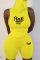 Yellow Casual Print Letter Turtleneck Sleeveless Two Pieces