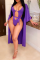 Purple Sexy Solid Hollowed Out Patchwork Swimwears