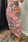 Pink Fashion Casual Print Basic Regular High Waist Skirt