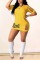 Yellow Fashion Sexy Letter Print Ripped O Neck Short Sleeve Dress