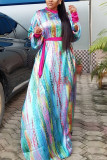 Multicolor Fashion Print One Size Long Dress