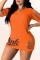 Orange Fashion Sexy Letter Print Ripped O Neck Short Sleeve Dress