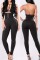 Black Fashion Casual Solid Buckle Skinny High Waist Pencil Trousers