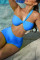 Blue Fashion Sexy Solid Backless Swimwears Set