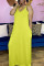 Yellow Sexy Casual Solid Backless V Neck Sling Dress